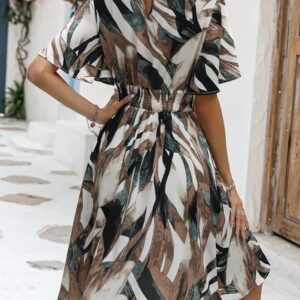 Rayon Striped & All Over Printed Dress for Women || Flounce Sleeve Ruffle Flared Dress || Summer Dresses for Women || Best Gift for Girls.