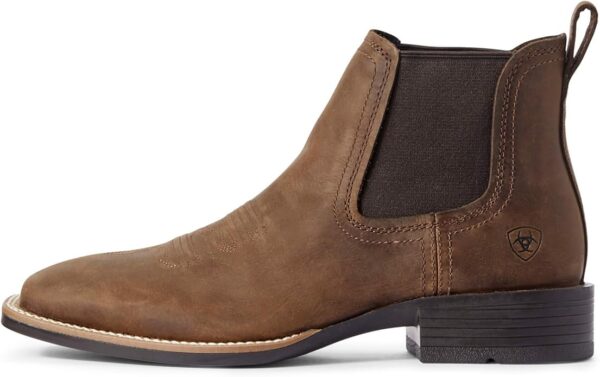 Ariat Mens Booker Ultra Embroidered Square Toe Chelsea Casual Boots Ankle - Beige - Image 3