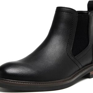 Jousen Chelsea Boots Men Polished Leather Dress Boots Stylish Classic Retro Slip On Boots for Men